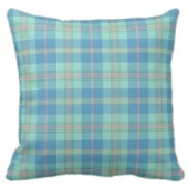 Coastal Blue and Sea Foam Plaid Pillow